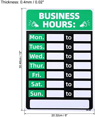 Patikil Business Hour Sign, 2 pacote 8 x12 pvc auto adesivo operação hour stick spleable hours letra para loja de negócios, verde