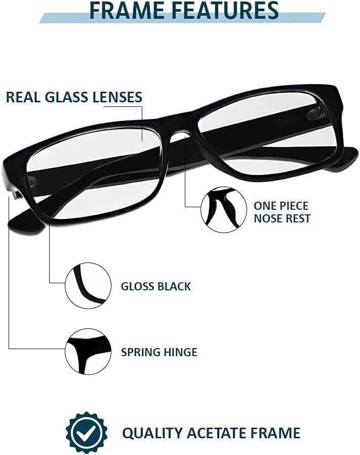 Vs óculos de vidro reais de vidro com lentes de vidro reais transparentes na estrutura de plástico Apollo II