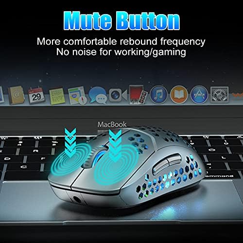 【Modos duplos】 Honeycomb mouse sem fio Bluetooth e 2,4 GHz de dois modos Conexão Mouse de computador com 7 cores Backlight