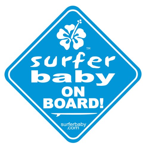 Surfista de bebê a bordo da janela de segurança do carro sinal