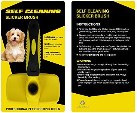 Zottom Pet Pe Comb Remoção automática de cabelo e remoção de cabelos Combines de limpeza de animais de estimação-amarelo_green