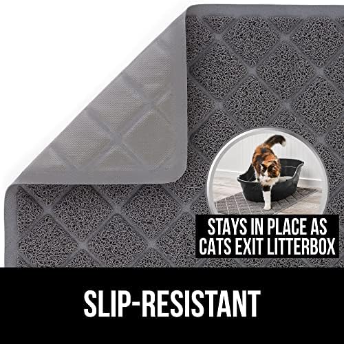 Gorilla Grip Cat Mat and Silicone Pet Feeding Tapete com tigelas conjunto, o tapete de gato é tamanho 40x28, tapete