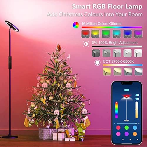 Luminária de piso LED de iluminação lateral dupla smile com aplicativo inteligente remoto 36W 2600lm brilhante alto RGB RGB