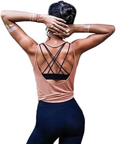 Oyanus Womens Summer Summer Tops Tops Sexy Backless Yoga Camisetas abertas de volta para baixo para ginástica esportiva