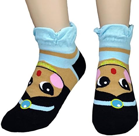 JJMAX Girls Princess Series Caracter Socks: Elsa, Anna, Ariel, Branca de Neve, Jasmine