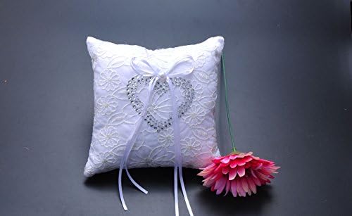 Dollbling elegante e elegante renda branca coração strass decoração de casamento cesto de menina + travesseiro de anel + livro