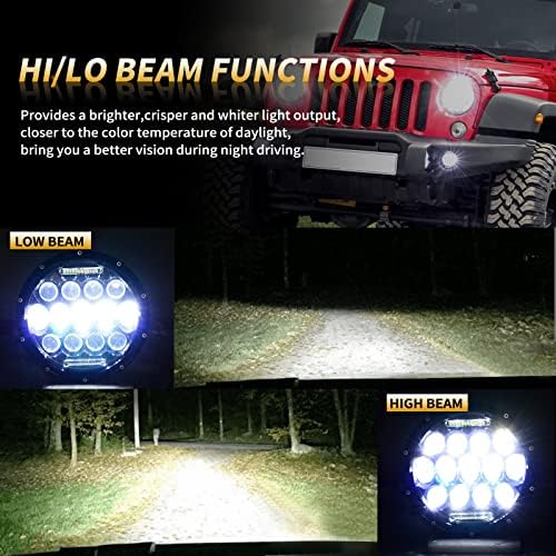 Faróis de LED utvjatv para jeep wrangler, 7 polegadas de 75w redondo farol de LED com feixe diurno drl hi/lo para wrangler jk