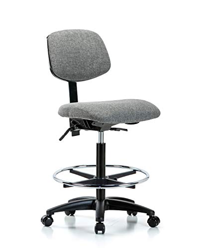 Labtech Seating LT41888 Tecido High Bench Chair Nylon Base, inclinação, anel de pé cromado, rodízios, preto