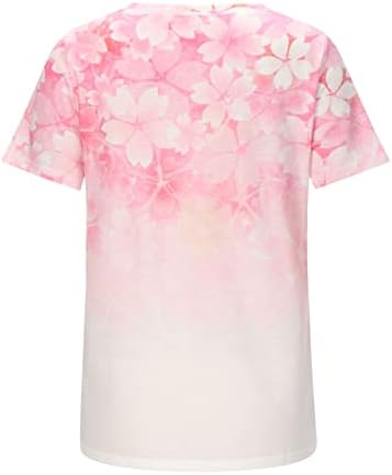 Camiseta casual feminina manga curta Crew Crew pescoço de pescoço gráfico imprimir blusa floral camiseta adolescente garotas