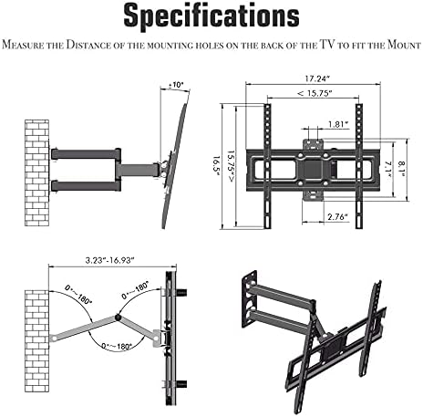 Parede de TV de aço inoxidável é para telas planas para a maioria das TVs curvas planas de 32 a 65 polegadas, suporte de parede
