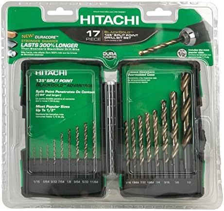 Hitachi 728081 Ponto de 17 peças Ponto de broca de ouro preto