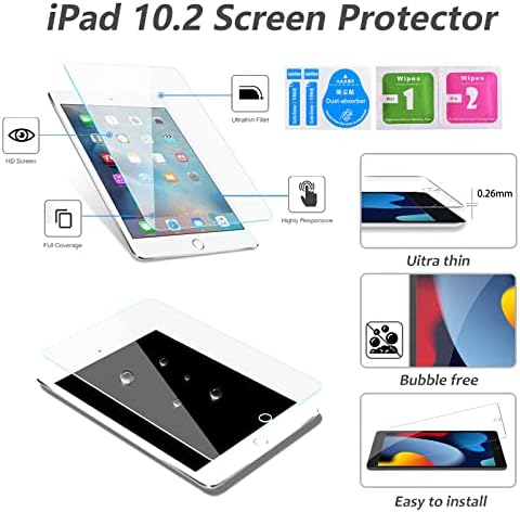 FXUOCZA iPad 10.2 Case com porta -lápis para 2021/2020 /2019, iPad 9 /8º /7ª geração com protetor de tela, Sleep de