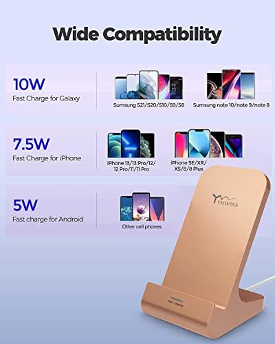 Carregador sem fio YW Yuwiss sem fio carregador de telefone 10W Compatível com Apple iPhone 14 13 12/12 pro max/11pro/11pro max/xr/xs max/xs/x/8/8plus, Samsung Galaxy