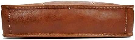 Bolsa de mensageiro de couro de nogueira para homens - linda pasta de transporte marrom superior com proteção contra laptop acolchoada