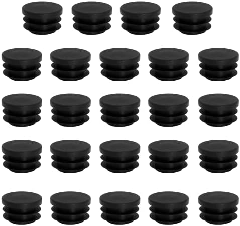 Plugues de orifício de plástico redondos pretos de 24 embalagem, tampas de extremidade plásticas redondas de 1 polegada