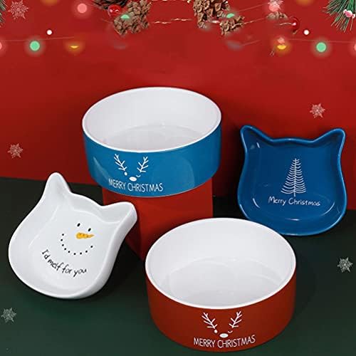 Lioobo Ceramic Ceramic Pet Food and Water Bowl Christmas Elk Snowman Collection Pet Tow