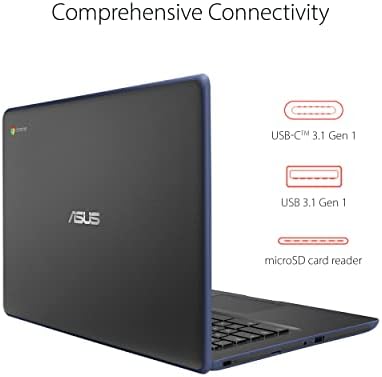 Laptop ASUS Chromebook C403 Rugged & Spill resistente a derramamentos, processador de 14,0 HD, Intel Celeron N3350, 4 GB de RAM,