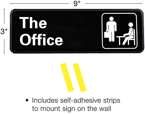 O sinal do escritório: fácil de montar plástico informativo com símbolos, 9 x3 Sign 2-Pack
