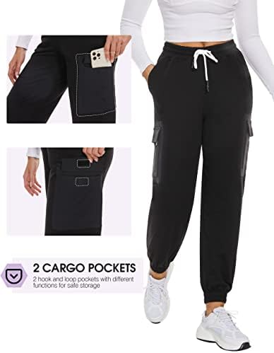 Calça de moletom de carga para mulheres com bolsos algodão macio de cintura alta calça de moletom de suor solto treino