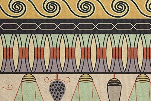 Toalha de tapete de ioga com estampa egípcia de Ambesonne, fronteiras abstratas coloridas de motivos indígenas da cultura antiga