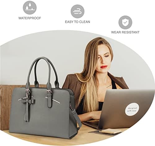 Bolsa de laptop TopDesign para mulheres, a mala de trabalho de couro à prova d'água se encaixa no computador de