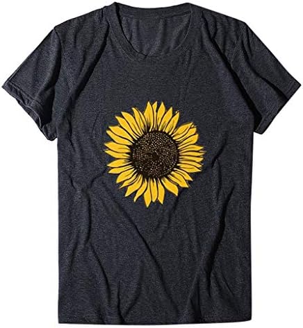 uikmnh mulheres larggy top sunflowers de verão de manga curta camisetas camisetas de algodão