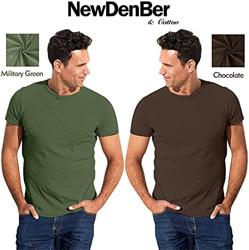 NEWDENBER MEN Classic Basic Solid Crew Neck Camiseta de algodão macio 4 pacote