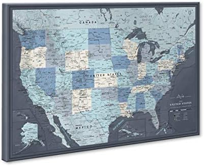 Aventuras de pinos | Mapa de viagem detalhado dos EUA com pinos em tela, grande