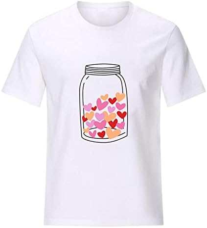 Tops de xadrez do Dia dos Namorados para mulheres da moda Love Heart Graphic Tees Top Summer Short Sleeve Graphic Shirt Blouse