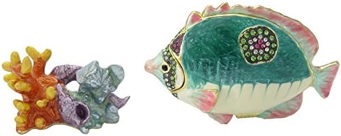 Seafoam beijo verde gourami peixe estatueta estatueta cristal colecionável presente antigo presente vintage binket jóia de jóias