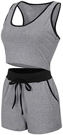 Esportes de moda feminina Conjunto de fitness sport terno colheita e shorts conjunto de duas peças folhas filhas de negócios