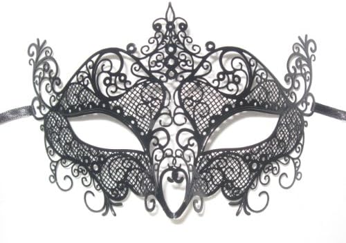 Máscara de carnaval veneziana de laser preto cortado