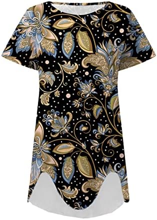 Ayaso feminino 2023 camisetas casuais de verão V de pescoço de manga curta de túnica de túnica decoração de impressão floral solta ajuste confortável blusas confortáveis