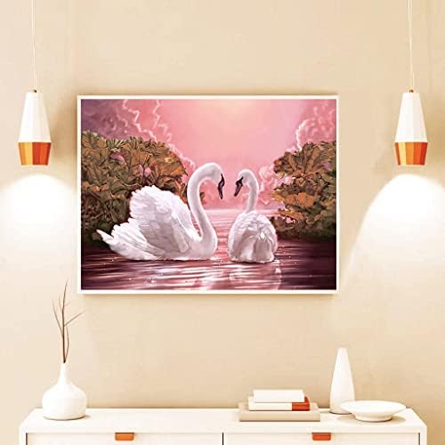 DIY 5D Diamond Pintura cisne por número de números, broca completa diamante Diy Swan Lotus Leaf Pond Gem Art para a parede da casa