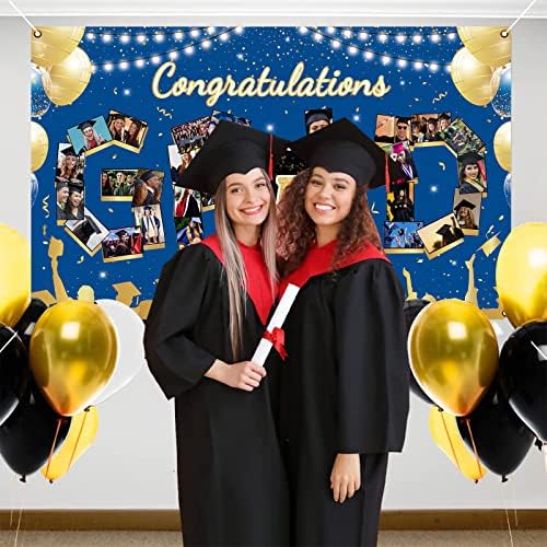 Parabéns Banner de fotografia de graduação, 72x44inch, cenário de festa de pós -graduação Gongrats, decoração de cabine