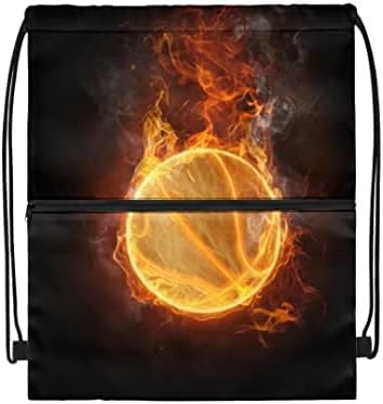 Bolsa de barbante de basquete poetesante para homens Red Flames Backpack ombro Mulheres queimando Fire Cinch Pack