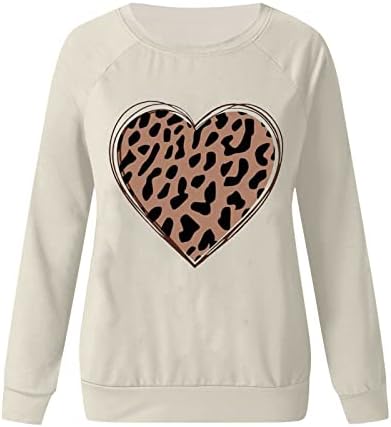 JJHAEVDY DIA DO Dia dos Namorados Sweothirts for Women Pullovers gráficos Love Letra do coração Impressão Sorto de moletom