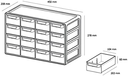 Litem Sysmax Up System Multibox | Gabinete de 16 gavetas com índice de transferência | Cinza | Veja através de gavetas de armazenamento