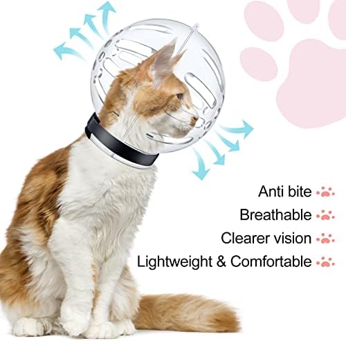 Wowamz focinho de gato, focinho de gato respirável para limpeza, capacete de gato tampa da boca de gato anti -mordida focinhos, capacete de gato transparente para limpeza, máscara de face de capuz para banho