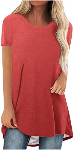 Tops de verão para mulheres 2023 Moda de manga curta pescoço redondo de camiseta longa blusa de camiseta solta