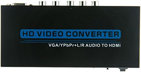 VGA ou componente Vídeo mais 3,5 mm de áudio estéreo para HDMI conversor/upscaler, HD15 ou 3 RCA fêmea e 3,5 mm fêmea para fêmea