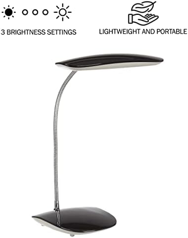 Lâmpada de mesa led noroeste - Luz de leitura ativada por toque contemporânea com ganso ajustável, 3 níveis de brilho e cabo