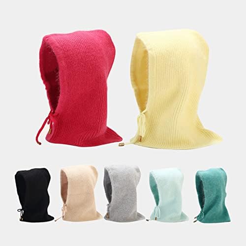 Girinhos de inverno para homens Mulheres à prova de vento cor sólida Balaclava Chapéu quente Capinho do crânio Capuz elástico