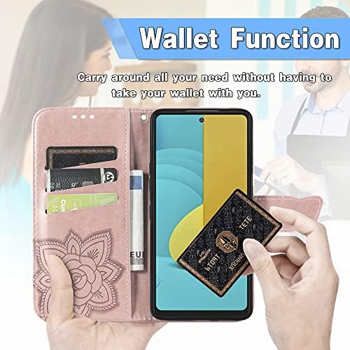Caixa de carteira de strass de borboleta Ysnzaq para Samsung Galaxy A14 6.6 , fivela magnética de couro TPU com tampa de