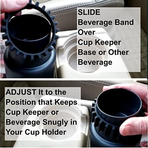 Gadjit Beverage Bands Car Cup Holder Adaptador-Pare em bebidas em movimento de balançar no seu porta-copos | Mantém 8-28