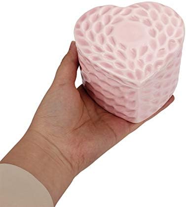 Caixa de jóias de bugigangas de cerâmica Hipiwe - Organizador de estojo de joalheria em forma de coração rosa para a caixa de comprimidos