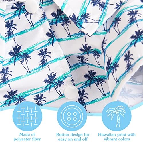 2 peças Camisa havaiana de cachorro roupas pequenas roupas de verão de verão folhas de coco respirável folhas de palmeira de