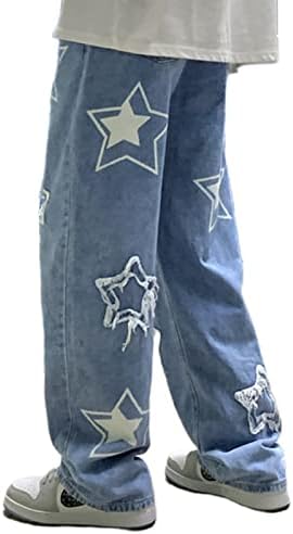 FantasyGears Y2K Jeans Men Grunge Hip Hop calça folga reta Denim gráfico de jeans solteiros de calça gótica de gótica