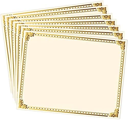 Certificado Chinco Papel Gold Foil Border Metallic Blank Award Certificado de premiação para apreciação de reconhecimento, compatível com a laser e a jato de tinta, 11 x 8,5 polegadas
