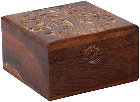 Antiga caixa de jóias à mão-de-obra de madeira de madeira para mulheres joias | Antecedentes de decoração da casa | Caixas decorativas